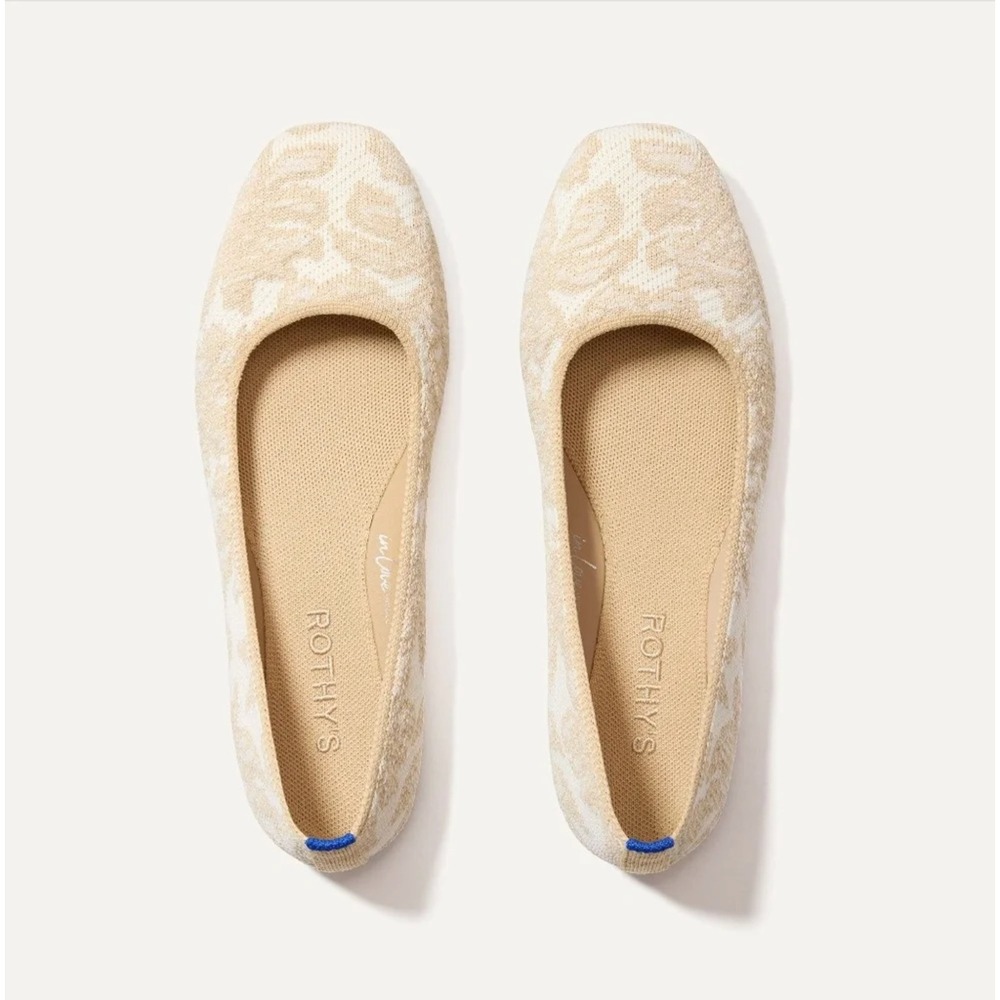 Rothy's Beige & Cream Jacquard Ballet Flats